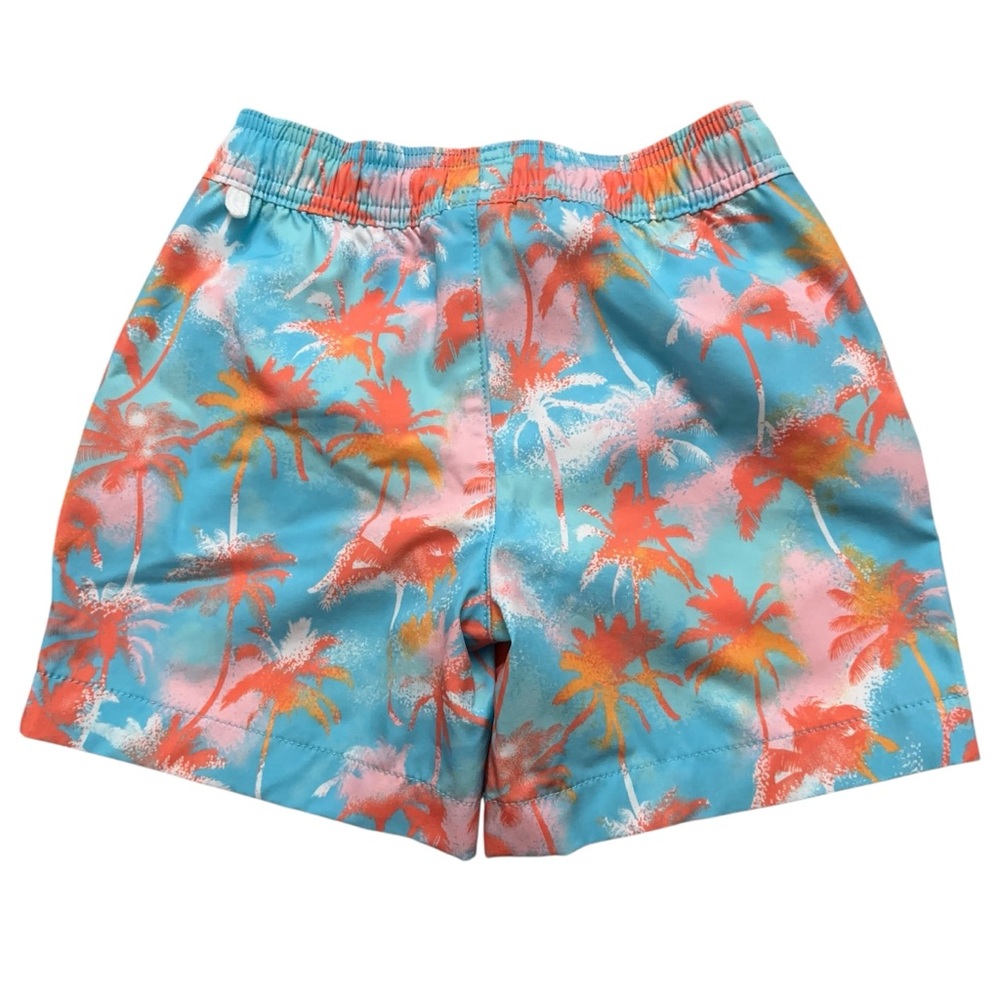 J.Crew Crewcuts Swim Trunks Boys Size 5 Lined Drawstring Palm Tree Print Blue - Picture 2 of 4